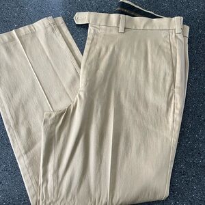 Savane Tan Chinos Flat Front Cotton Blend